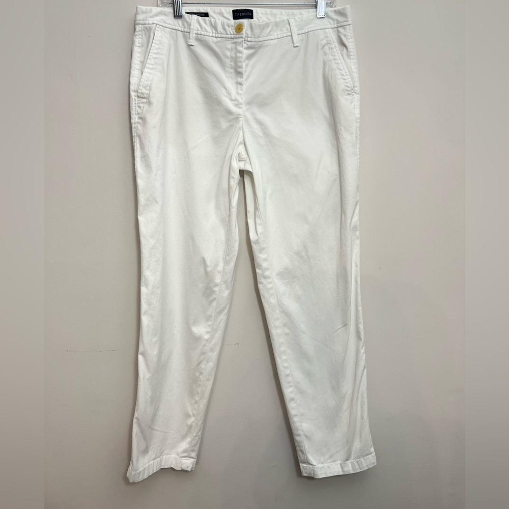 Talbots White Cotton Blend Relaxed Chino Size 10 Pants